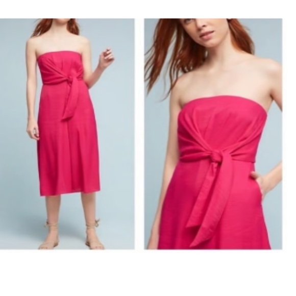 Anthropologie Maeve Palazzo Capri Tie Waist Strapless Romper - Picture 4 of 6